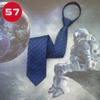 Venta al por mayor de fábrica corbata de negocios para hombre perezoso con cremallera ropa formal gratis negro azul azul marino rayado 48 boda