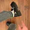 Sapatos femininos de couro estilo universitário, com salto grosso preto e sola grossa, novos para o outono de 2006, mocassins redondos versáteis estilo JK japonês