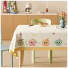 Toalha de Mesa Desenho Animado, Sem Lavagem, Impermeável, À Prova de Óleo, Resistente ao Calor, Estilo Dopamina Creme, Toalha de Mesa Retangular, Protetor de Mesa, Chá