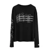 Comércio exterior retrô americano Harajuku moda de rua versátil blusa com estampa de letras, gola redonda, manga longa camiseta feminina
