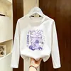Camiseta de manga comprida para meninas 2026 nova coleção de outono camiseta básica infantil roupa íntima casual top de algodão puro para meninas pequenas início do outono
