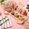 Bandeja Creativa para Snacks de Bambú con Forma de Pata de Perro, Plato de Cena de Madera Maciza, Plato para Desayuno de Comida Complementaria para Niños, Plato de Decoración para el Hogar