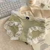 Bragas de Hilo de Hielo para Niña Estilo Retro Francés con Adorno de Encaje en el Borde, Refuerzo de Algodón y Lazo, Lunares, Braguitas para Mujer