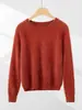 Suéter de cashmere 100% puro escovado para mulheres, gola redonda, corte solto, adequado para o dia a dia, quente, de pelo longo, confortável e com toque luxuoso