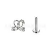 Aretes de aleación de titanio F136 con forma de lazo de corazón y deslumbrante circonita cúbica 5A, joyería para piercing con espiral interior de fondo plano