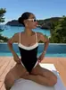 2026 Novo AliExpress Maiô Body Bikini Color Block Feminino Europeu e Americano bikiniOB100