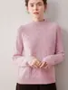 Suéter de cachemira pura para mujer, peso pesado, grueso, nueva colección otoño/invierno, con cuello semi-alto, corte holgado y diseño de punto, perfecto como capa interior o suéter individual