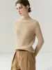 Suéter de malha de cashmere com gola semi-alta, 100% cashmere, espesso, para outono e inverno, feminino, design listrado emagrecedor