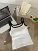 Camisole Listrada Contrastante com Gola Quadrada Feminino Verão Emagrecedor Camada Interna Sexy Top Hot Girl Peça Externa