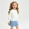 Cárdigan de Punto para Niña con Lazo Hueco de Manga Larga 2026 Primavera/Verano Nuevo Delgado Algodón Puro Transpirable Chaqueta de Aire Acondicionado