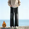 Jeans reto solto da moda estilo americano com retalhos para homens, novas calças casuais versáteis de verão com perna curva