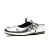 Zapatos Mocasines Planos Estilo Francés con Aumento Interno de Altura de 5 cm para Mujer, Adecuados para Personas Bajitas, Sandalias Plateadas, Zapatos Mary Jane