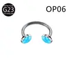 Anel de Ferradura em Forma de C com Opala em Liga de Titânio F136 Joia para Piercing G23 Piercing de Lábio Joia para Piercing Corporal Atacado