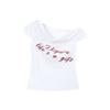 Camiseta de Manga Corta con Estampado de Letras 'Sweet and Spicy Girl' para Mujer Verano 2026 Nuevo Diseño Ajustada Corta sin Hombros