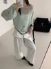 Suéter Pulôver Elegante de Gola Redonda com Bolinhas Coloridas 2026 Outono/Inverno Novo Top Soltinho Fino de Tricô Vazado para Mulheres Tendência