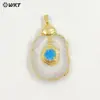 Wt-P1769 Piedra Redonda Asimétrica Natural Cuarzo Multicolor Chapado en Oro de 18 Quilates Colgante Incrustado Accesorios para Collar DIY