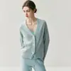 Cárdigan de Punto con Botones Gruesos y Suéter de Cachemira Ajustable a la Cintura para Mujer, Suéter de Punto de Moda con Cuello en V y Mangas Largas