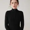 Venta al por mayor de fábrica Suéter Base de Punto de Cachemir de Nuevo Estilo con Cremallera y Cuello Medio Alto a Rayas para Mujer Abrigo Suéter Ajustado para Mujer