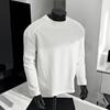 Camiseta Masculina Cinza de Manga Longa, Estilo Americano, Ajustada, Resistente, Desconstruída, Outono, Boxy, Tendência, Camada de Base Slim-Fit