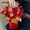Tarjeta de Año Nuevo 2026 con Tarjeta Insertable de Orquídea Phalaenopsis, Tarjeta Colgante de Bendición Floral de Nochevieja, Tarjeta Decorativa de Cubo de la Fortuna, Materiales Florales para Manualidades