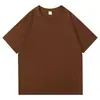 200g Algodão Puro Ombro Caído Gola Redonda Manga Curta Verão Novo Estilo Direto da Fábrica 39 Cores Unissex Solta Cor Sólida Camiseta Atacado