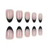 30 Piezas de Uñas Negras Cortas Puntiagudas Estilo Francés Uñas Portátiles Nude Simple Estilo Ins Dulces y Frescas Uñas Postizas Manicura Removible