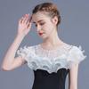 Suéter de cuello falso para mujer, combinable con todo, de algodón, con chal pequeño y encaje, de un solo cuello, para otoño e invierno, 2024