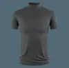 3 Piezas Camisetas de Manga Corta con Cuello Semi Alto para Hombre, Color Sólido Camisetas Básicas de Manga Corta con Cuello Medio-Alto