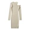 Vestido de punto con hombros descubiertos, cuello redondo, sexy, ajustado y elástico, para mujer, primavera 2024, Z22309