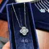 Collar de Trébol de Cuatro Hojas H.W para Mujer Copo de Nieve Gota de Agua Colgante Completamente Diamantado Cadena para Clavícula Moda Hermosa Súper Brillante Forma de Flor Simple