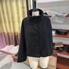 Chaqueta de Mujer Estilo Americano Transfronteriza Otoño e Invierno 2025 Nueva Manga Larga Cuello Alto Botones Cortos Elegante Adelgazante