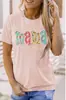 Tienda independiente de comercio electrónico transfronterizo shopify Amazon nuevo color flor pequeña mama estampado camiseta de mujer