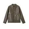 Couro 2024 Outono Novo Jaqueta de Couro PU Alta Curta Motocicleta Casual Top Tendência Moda Jaqueta Masculina
