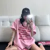 Camiseta de Manga Curta com Estampa de Letras para Mulheres Verão 2026 Nova Clássica Versátil Solta Algodão Gola Redonda Top Básico