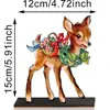 Decorações de mesa de Natal, enfeites de boneco de neve e rena de madeira, centro de mesa de Natal, decorações nostálgicas de madeira vintage, árvore de Natal
