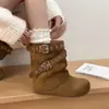 Hebilla Adelgazante 2026 Botines de Punta Redonda para Mujer, Botas Casuales Versátiles Vintage de Otoño Nuevas, Cómodo Estilo Birkenstock