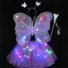 Asas de Borboleta Angel Glow para Crianças Decoração de Costas Brinquedo Varinha Mágica para Menininha Performance Fada Princesa Vestido Rosa