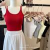 Camisola Sexy de Primavera y Verano con Gran Abertura y Lazo en la Espalda para Mujer, Adecuada tanto para Uso Interior como Exterior, con Almohadillas Fijas en el Pecho y Diseño sin Espalda