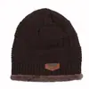 Gorro de punto grueso con forro polar para hombre, para otoño e invierno, para deportes al aire libre, cálido, de lana, con letras coreanas NC