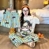 2026 Nuevo Conjunto de Tres Piezas de Ropa de Casa para Niños Verano Manga Corta Pantalón Largo Pijama Ropa Delgada para Aire Acondicionado para Niños Mayores