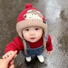 Gorro de lana grueso y lindo para niños, gorro de punto a prueba de frío, protección cálida para las orejas, gorro de invierno para bebé para exteriores, a prueba de viento y adorable