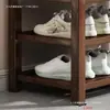 Zapatero de madera maciza, engrosado, de varios niveles para uso doméstico, con un banco incorporado para sentarse y cambiarse los zapatos en la entrada; Zapatero de varios niveles, estilo europeo, lujoso y económico