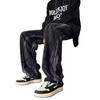 Jeans Rectos Anchos de Pierna Ancha Estilo Retro Americano Tie-Dye Degradado Pantalones de Papá High Street Diablo Funeral Hombres y Mujeres