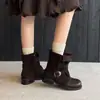 Hebilla de cinturón estilo británico, tacón grueso, botas tipo Martin para mujer, piel genuina, exportación 2026, botas cortas de color bloqueado mate para otoño/invierno, versátiles y cómodas
