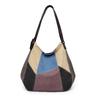 Bolso de Mujer 2024 Invierno Nuevo Bolso de Hombro Moda Transfronteriza Gran Capacidad Portátil Costuras en Contraste Bolso de Lona Vintage