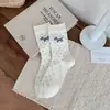 Calcetines Lindos de Cachorro a Media Pantorrilla para Mujer, Estilo Primaveral y Otoñal, Rayados, Dibujos Animados, Lunares, Estilo Estudiante Femenino, Algodón, Calcetines Largos Acolchados