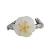 Anel Flor de Ameixa em Prata S925 com Inlay de Jade Hetian do Rei Cervo Dourado, Joia de Prata Personalizada de Nicho, Anel Feminino, Acessório de Mão com Temperamento Elegante