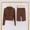 Conjunto de Chaqueta con Capucha Corta y Pantalón de Cinco Cuartos Lulu Df, Ajustado con Capucha Elástico Transpirable Ropa de Fitness Yoga