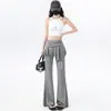 Pantalones mágicos de pierna ajustada para principios de otoño, efecto dos piezas con bajo de volantes, pantalones de yoga ajustados para mujer, pantalones de fitness, pantalones casuales adelgazantes de longitud completa