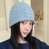 Estilo Coreano Nuevo Otoño Invierno Sencillo Color Sólido Tejido de Punto Trenzado Gorro para Mujer Cálido Casual Versátil Moda Delgaza el Rostro Gorro de Lana